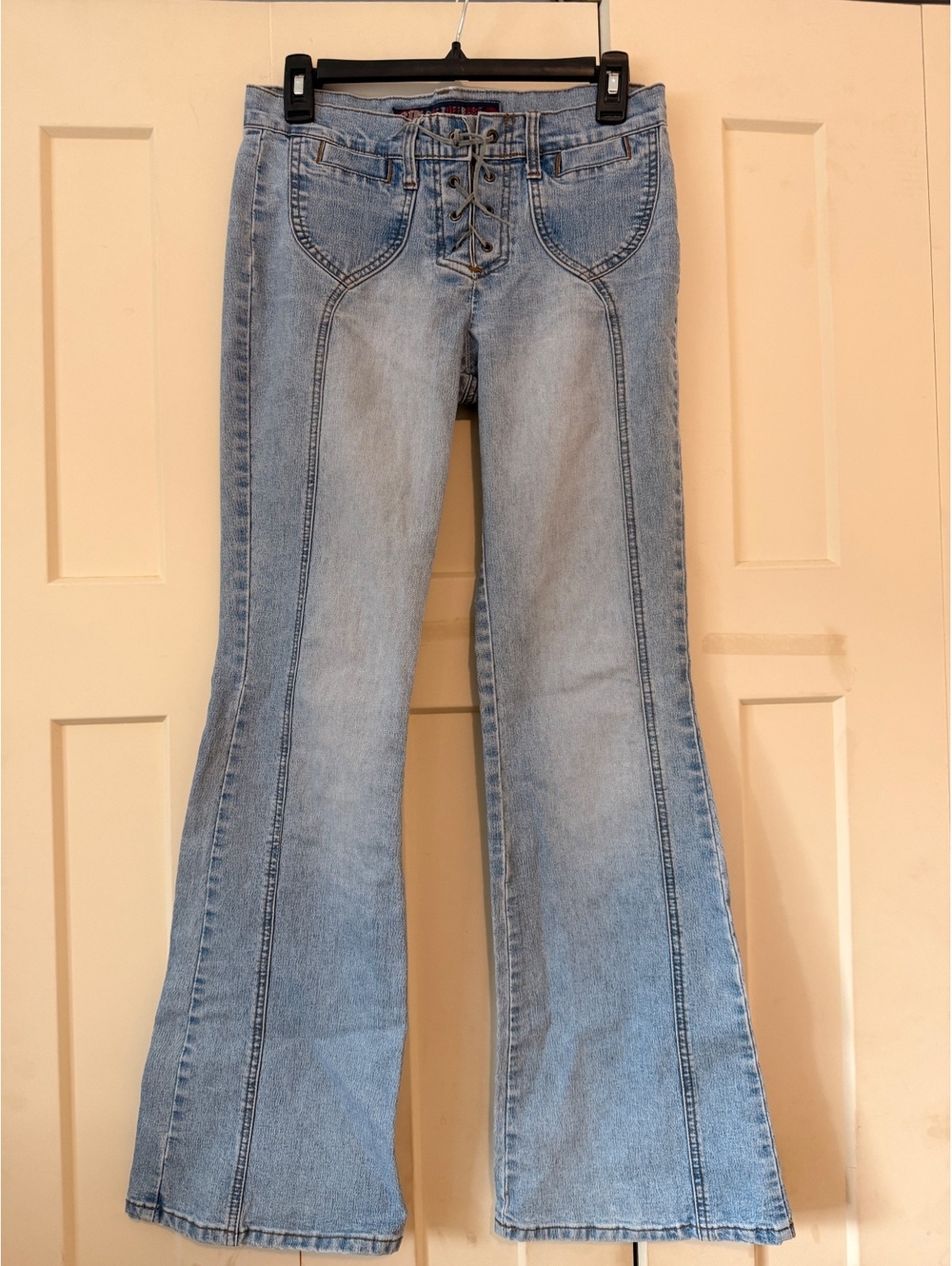 Vintage Y2K OTB One Tuff Babe flare denim blue jeans with drawstring size 7/8 jr